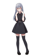 アニメ風ヤンデレの女の子の全身立ち絵
