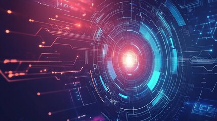 Fototapeta premium Abstract technology background with futuristic elements and digital interfaces, reflecting the advancements of modern technology. 