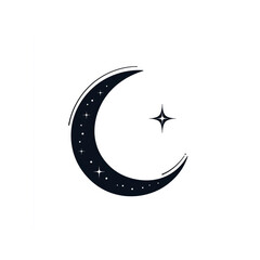 Celestial Crescent Moon and Star Mystical Night Sky Design Element