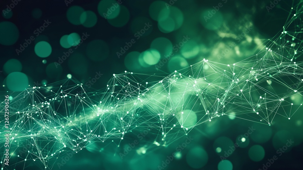 Aufkleber a green technology background with digital line elements, illustrating data innovation in an abstrac