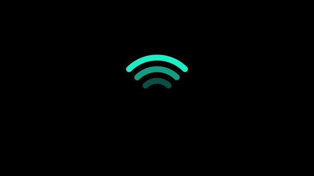 WIFI Icons Symbol Set signal Animation Isolated on Black Background