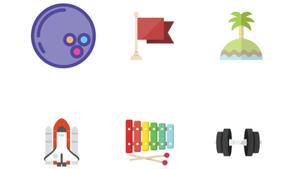 Abstract food, sports, and gaming vector illustration icons