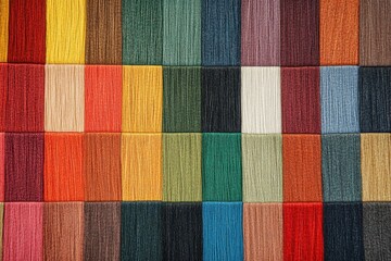 Fototapeta premium Vibrant Textile Samples: Colorful Carpet Swatches with Wooden Laminate Design for Flooring and Furniture Inspiration