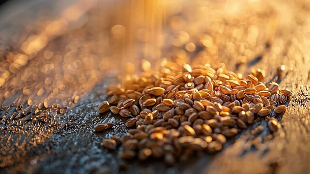 Close-up of barley on the table. Selective focus