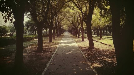 Fototapeta premium serene tree-lined path in autumn