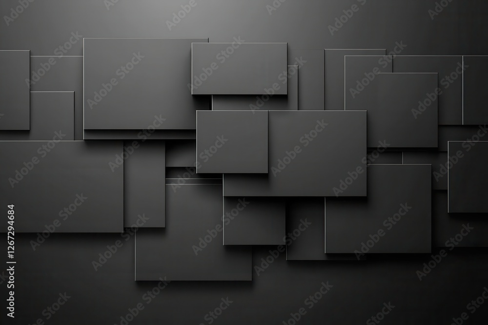 Poster abstract black geometric shapes background overlapping squares design modern minimalist texture