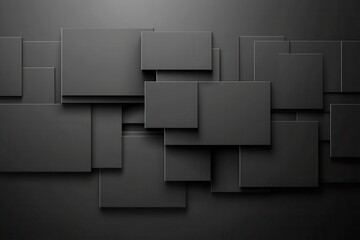 Abstract Black Geometric Shapes Background Overlapping Squares Design Modern Minimalist Texture