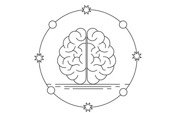 Human brain Continuous one line drawing of line art with psychology idea and vector illustration design



