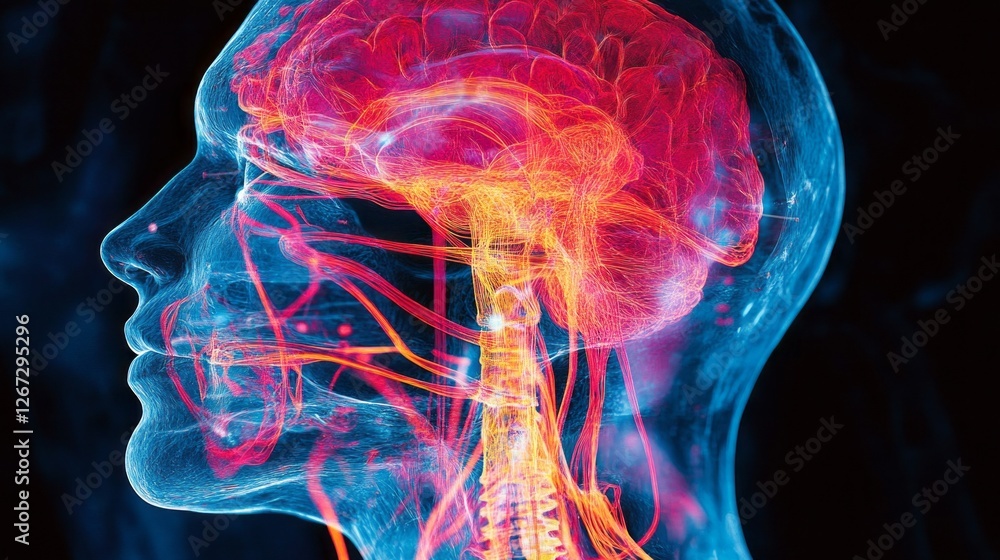 Poster a vibrant depiction highlights the vagus nerve’s complex structure, connecting the brain and body. t