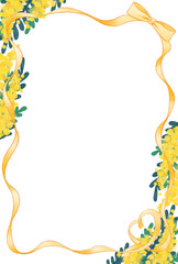 ミモザとリボンのフレーム