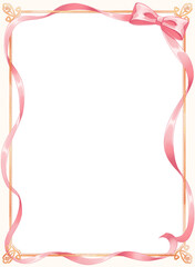 ピンクのリボンと装飾フレーム