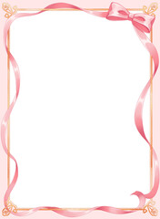 ピンクのリボンと装飾フレーム