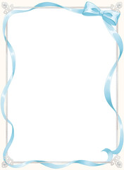 水色のリボンと装飾フレーム