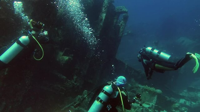 scuba diving in a red sea ship wreck