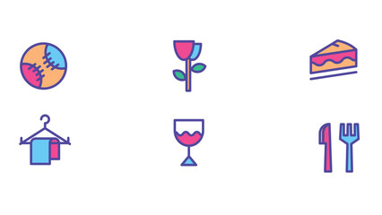 Abstract food, sports, and gaming vector illustration icons