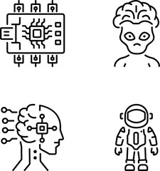 Pack of Linear Style Futuristic Icons 

