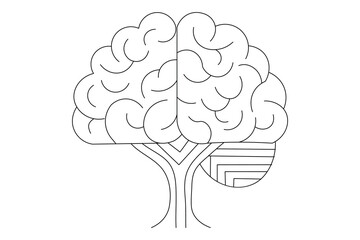 Human brain Continuous one line drawing of line art with psychology idea and vector illustration design



