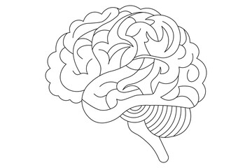 Human brain Continuous one line drawing of line art with psychology idea and vector illustration design



