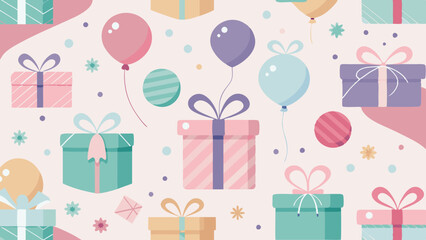 Balloons and gifts on a festive background