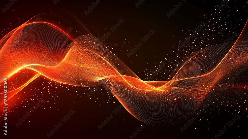 Poster data technology illustration, abstract futuristic background. particle wave. waves with connecting d