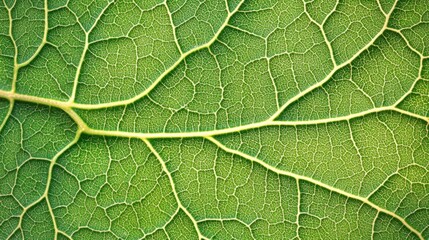 Obraz premium Close-up leaf vein texture, green plant detail, nature background, botanical design