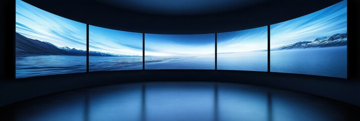 Versatile Curved Digital Display Wall: Ideal for Presentations and Media with Customizable Content