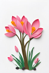 Naklejka premium composizione a tema floreale, illustrazione di fioriture primaverili in stile collage