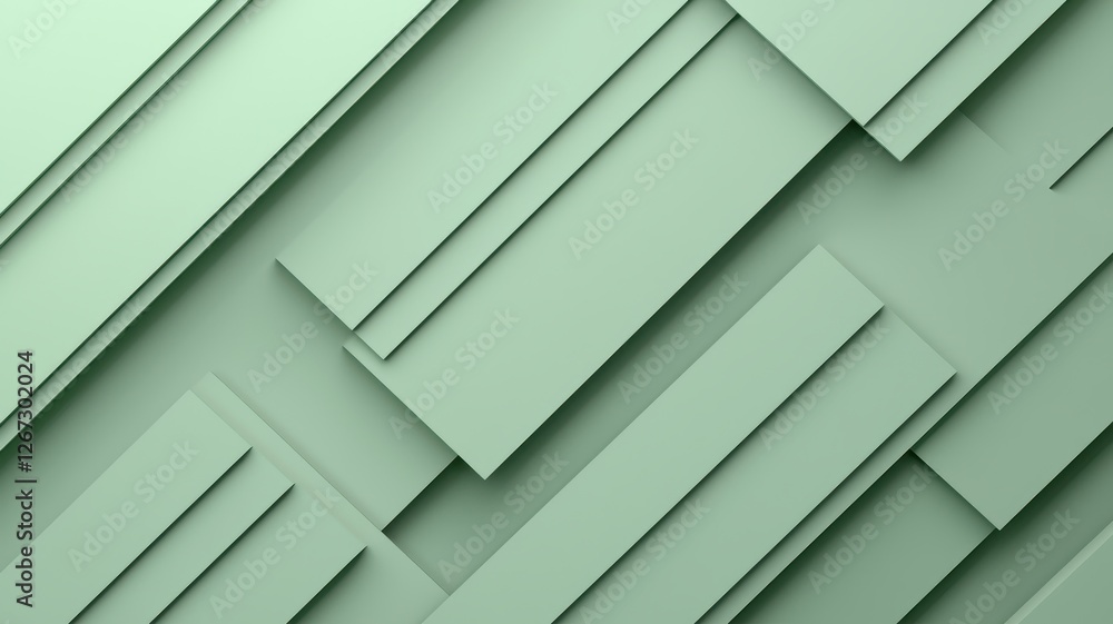 Poster abstract green geometric shapes overlapping layers modern minimalist background design