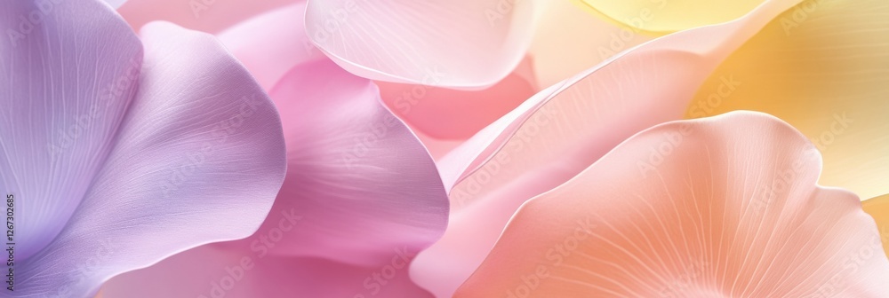 Poster pastel petals create a soft, dreamy background filled with delicate colors in a floral arrangement. 