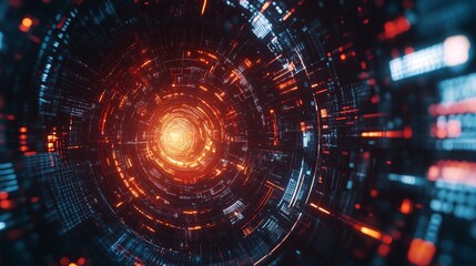 Obraz premium High tech technology geometric and connection system background with digital data abstract.