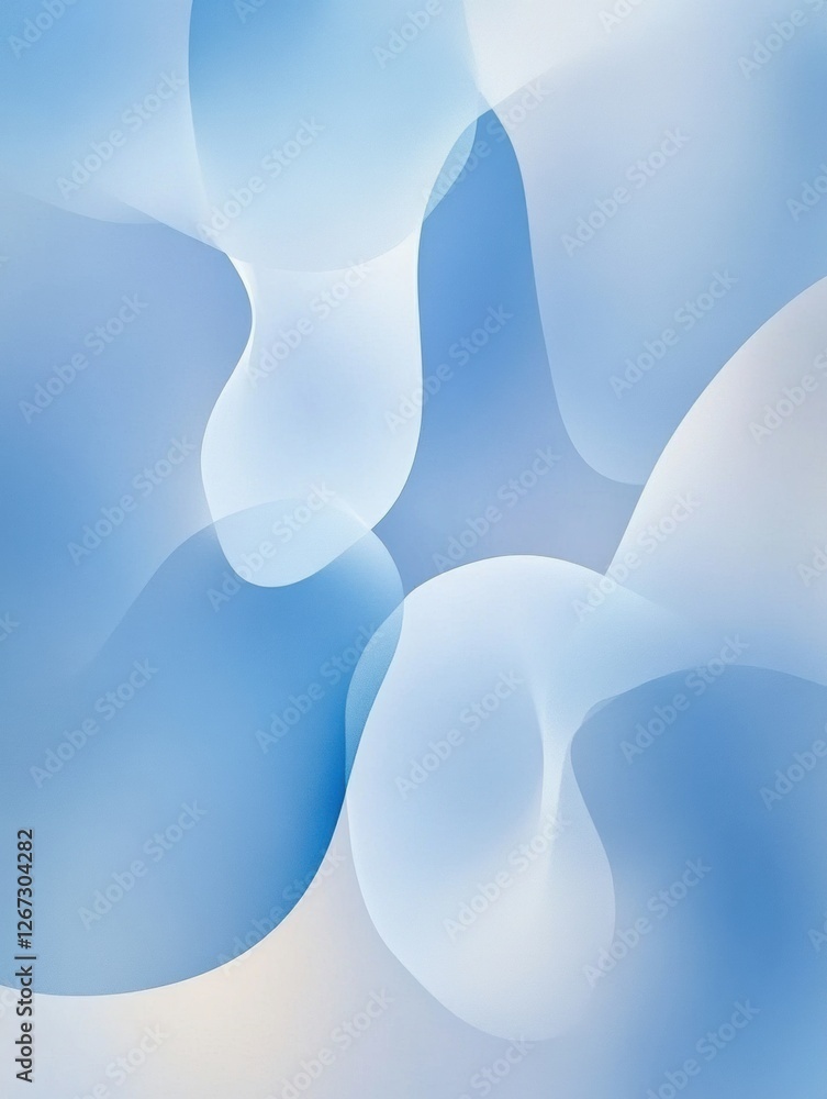 Leinwandbilder artistic abstract design featuring soft blue shapes and flowing curves on a light background. genera
