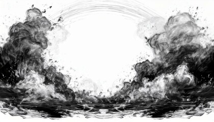 Obraz premium creative border frame of fire explosion , smoke and fire clouds background with copy space