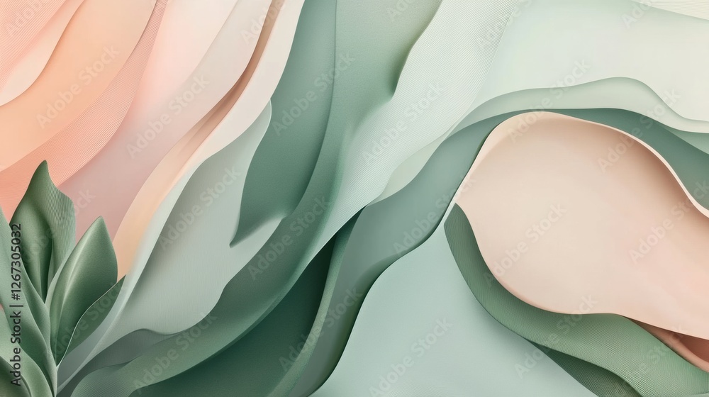 Poster Colorful abstract design with layered shapes and subtle textures showcasing natural tones. Generative AI