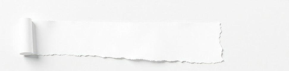Fototapeta premium Single sheet of white paper with a single large tear, texture, blank space, isolated