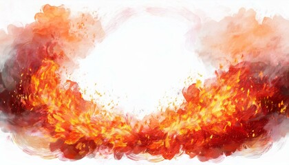 creative border frame of fire explosion , smoke and fire clouds background with copy space
