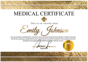 Certificate of medical course completion for healthcare professional, design