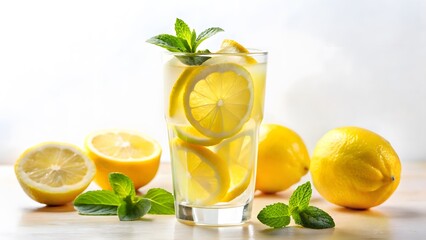 Fototapeta premium Lemonade Drink with Lemons and Mint