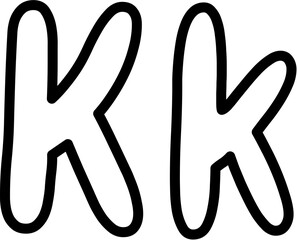 K Uppercase and Lowercase Alphabet outline Vector, perfect for educational materials, coloring books, and graphic design projects. Scalable and editable.
