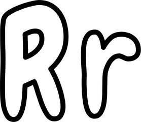 R Uppercase and Lowercase Alphabet outline Vector, perfect for educational materials, coloring books, and graphic design projects. Scalable and editable.
