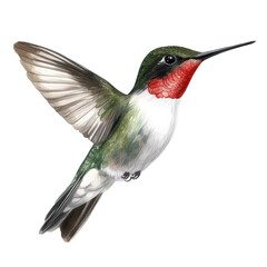 Fototapeta premium Beautiful hummingbird with iridescent feathers in mid-flight against a clear backdrop. transparent background