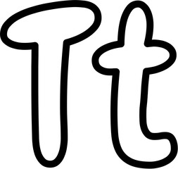 T Uppercase and Lowercase Alphabet outline Vector, perfect for educational materials, coloring books, and graphic design projects. Scalable and editable.