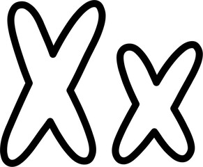 X Uppercase and Lowercase Alphabet outline Vector, perfect for educational materials, coloring books, and graphic design projects. Scalable and editable.
