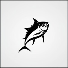 Obraz premium Powerful Black and White Stylized Tuna Fish Illustration Seafood Design Element