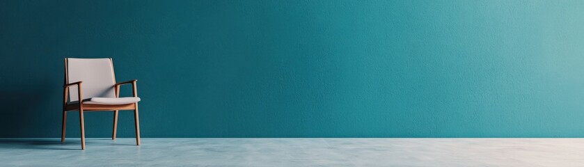 Elegant Modern Chair Against Teal Wall in Minimalist Interior Design Setting