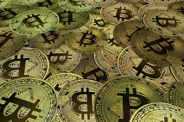 golden bitcoins as symbol of wealth