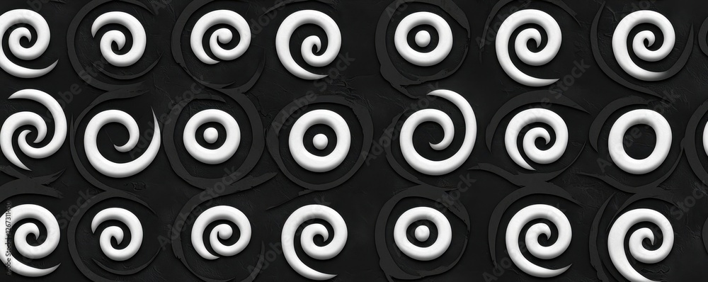 Poster abstract black and white swirl pattern circular design geometric texture background