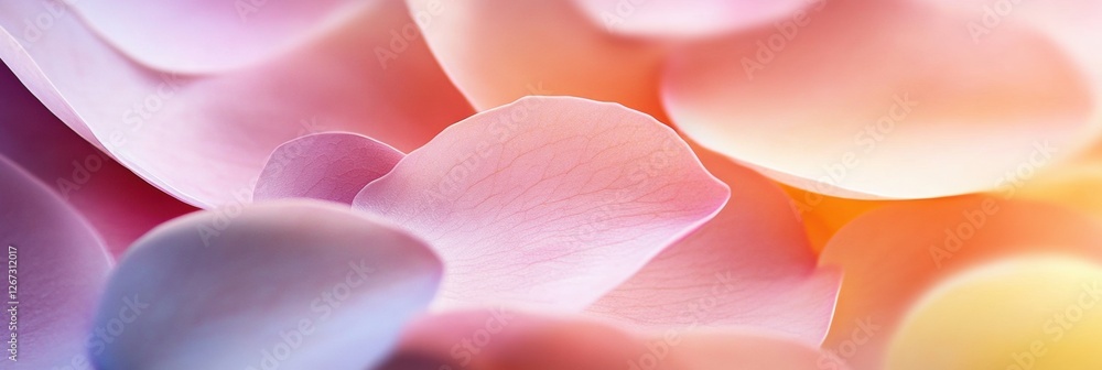 Poster soft pastel petals create a serene and delicate floral background in gentle hues of pink and orange.