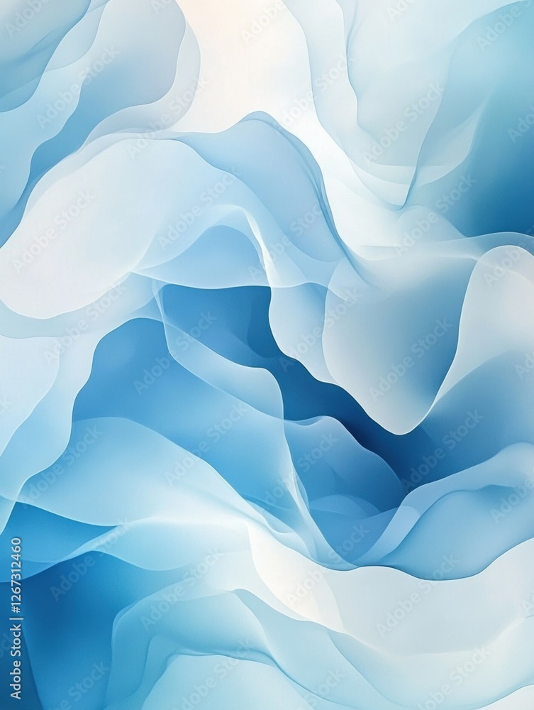 Poster Abstract waves in shades of blue flowing seamlessly through a calm and serene composition. Generative AI