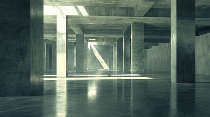 Expansive modern warehouse interior with steel columns, polished floors, and wide-open space, ready for storage or logistics use