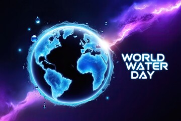 Global Earth with World Water Day theme.